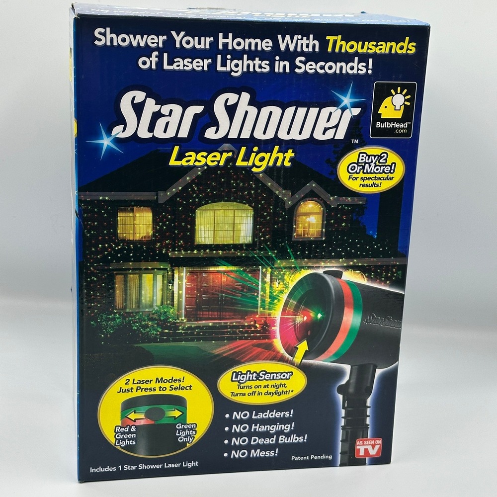 Star Shower Laser Light Projector Red Green Motion Outdoor Holiday BulbHead